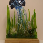 Fused glass 3D free standing jellyy fish coral reef Fused glass 3D free standing jellyy fish coral reef