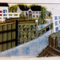 Fused Glass pictue of Bude sea lock Fused Glass pictue of Bude sea lock