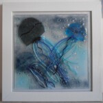 Fused glass jellyfish Fused glass trio of jellyfish