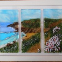 Fused glass artwork triptych