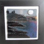 Fused glass picture of the cornish coast by moonlight Fused glass picture of the cornish coast by moonlight