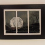 Fused glass landscape picture of the full moon Fused glass landscape picture of the full moon