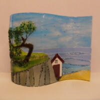 Fused glass Large freestanding wave for 70th Birthday