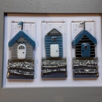 Fused glass funky beach huts