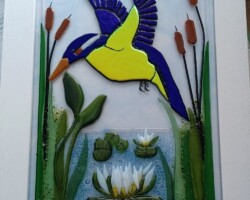 A4 Kingfisher Commission Fussed Glass A4 Kingfisher Commission