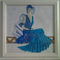 A beauty in blue! Fused glass art deco ladies