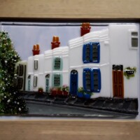 Fused glass picture of period house