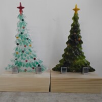 Christmas Trees Fused glass artwork freestanding Christmas trees
