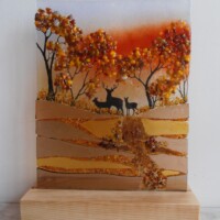Fused glass single autumn panel Fused glass single autumn panel