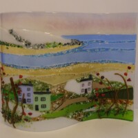 Fused glass winter seaside wave Fused glass winter seaside wave