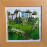 Fused glass village Fused glass village
