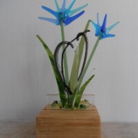 Freestanding cornflowers Freestanding fused glass cornflowers