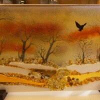 Fused glass winter panel Fused glass winter panel