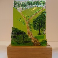 Fused glass freestanding summer scene Fused glass freestanding summer scene