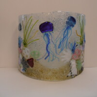 Coral reef fused glass arch Fused glass arch, seaside reef