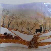 Freestanding fused glass wave Freestanding fused glass wave