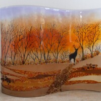 Freestanding fused glass wave Freestanding fused glass wave