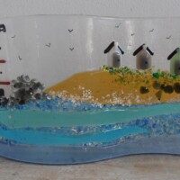 Freestanding fused glass wave Freestanding fused glass wave