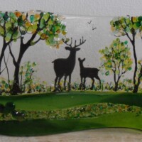 Freestanding fused glass wave Freestanding fused glass wave