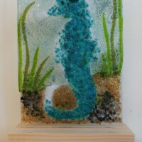 Freestanding Seahorse freestanding fused glass seahorse