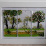 Fused glass spring triptych Fused glass spring triptych